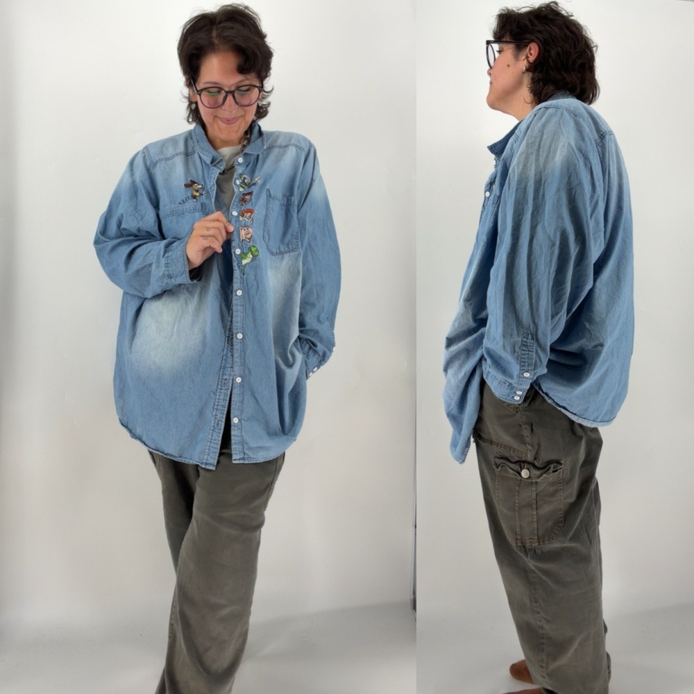 Disney Pixar Toy Story Torrid shirt plus size button up embroidered tunic 6X y2k